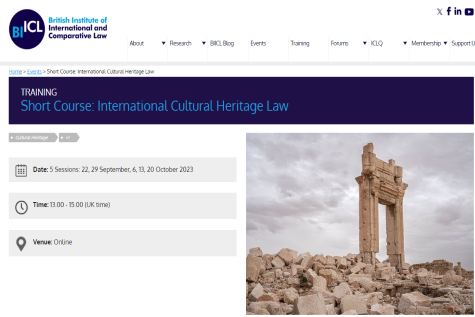 Short Course: International Cultural Heritage Law